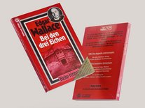 Roter Kriminalroman von Edgar Wallace „Bei den drei Eichen“ mit Schloss Seeburg auf dem Cover